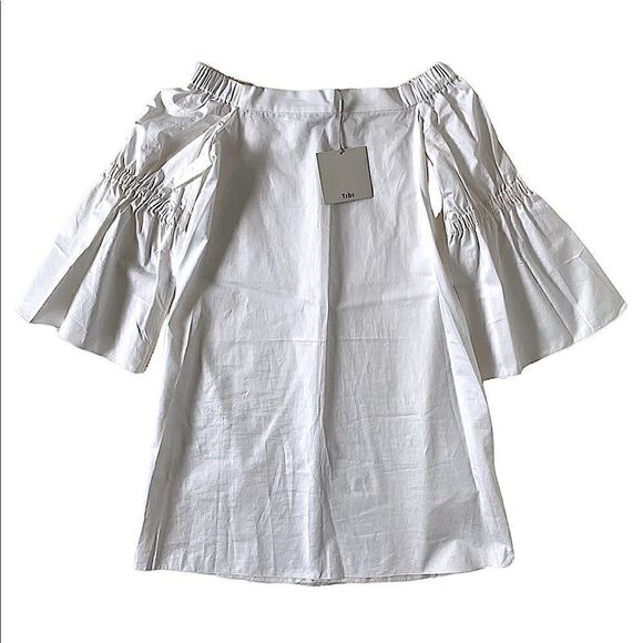 TIBI White Satin Poplin Off the Shoulder Dress - Picture 9 of 13